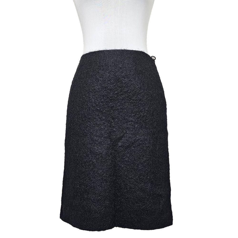 Moschino Italy US12 IT46 Black‎ Wool Mohair Straight Skirt Career Below the Knee